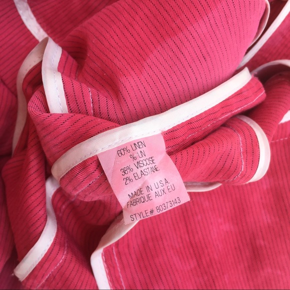 Theory Marbled Tie-Dye Blazer Red Pink Raspberry Linen Womens Size 2 - Picture 8 of 8